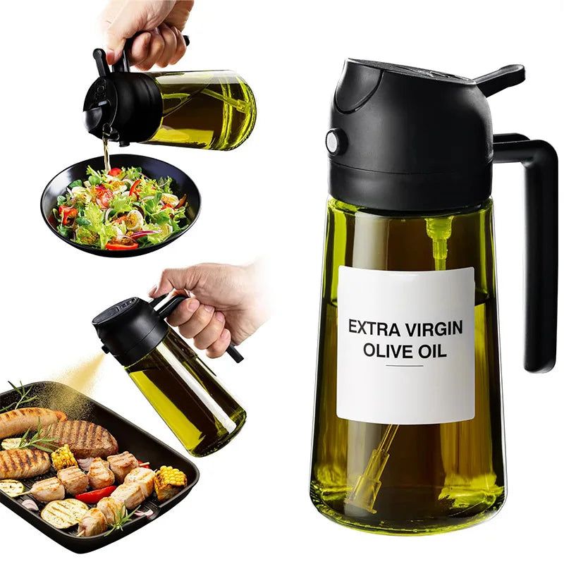 High-Pressure Dual-Use Glass Oil Spray Bottle Leak-Proof Sustainable Dishwasher Safe Cooking Tool for Kitchen BBQ Salad