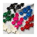 Boho Style Flower Earrings Euro-American Fashion  Multi-layer Alloy Spray Painted Flower Earrings