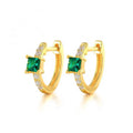 Sterling Silver 925 Jewellery Different Color square Crystal Cz Ear Buckle Hoop Earrings 925 Silver Jewelry