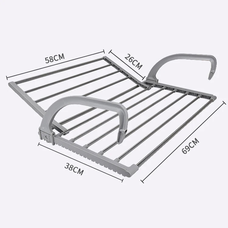 Stainless Steel Foldable Hanging Wire Bathroom Balcony Window Sill Wall-Mounted Towel Rack Clothes Drying Rack