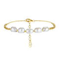Ins Fashion 925 Sterling Silver Geometry Natural Freshwater Pearl Gold Plated Adjustable Bracelet Jewelry for Women