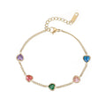 Classic Design Stainless Steel Chain 18K Gold Small Heart Various Colors Bracelet Women