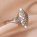 Vintage Filigree Flower Ring Elegant Stainless Steel Rings Wedding Band Jewelry Valentine's Day Mother's Day Gift