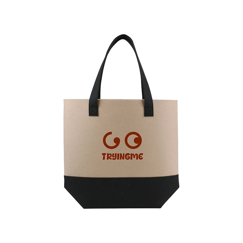 Wholesale Eco Friendly Custom Logo Large Capacity Colorful Felt Shopping Tote Bag With Logo DIY Personalized Grocery Bag