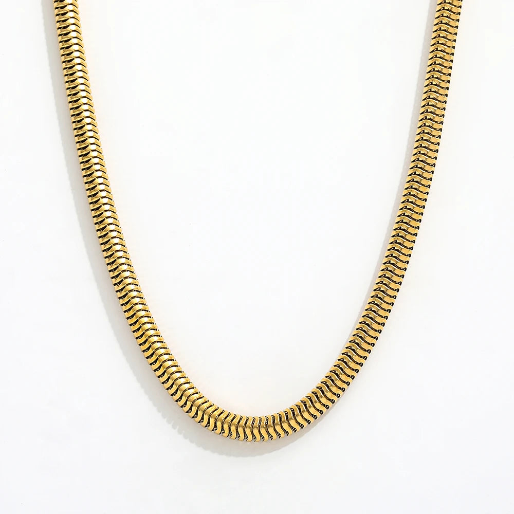 4MM Fenny Wholesale 18K PVD Plated Waterproof&Tarnish Free Basic Versatile Snake Chain Stainless Steel Necklace for Women