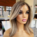 Top Quality Highlights Blonde Color Cuticle Aligned Unprocessed Raw Hair Bob Wig European Human Hair HD Swiss Lace Front Wig