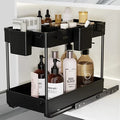 2-Tier Under-Sink Cabinet Organizer Sliding Baskets Drawers Stackable Storage Shelf Kitchen Bathroom Durable Plastic Kitchen