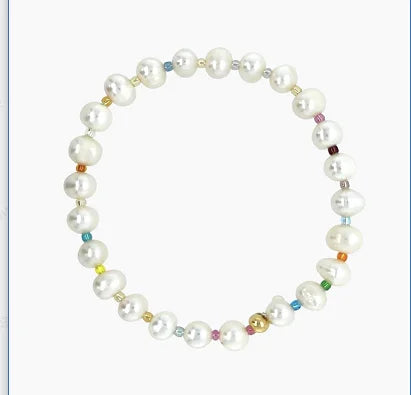 14k Gold Filled Natural Freshwater Pearl Bridal Jewelry Set Beads Necklace Anklet Jewelry Set