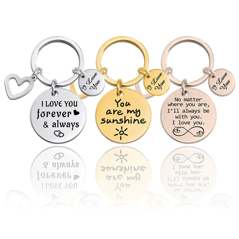 Ywganggu Round Metal Plate Keychain Customize Laser Stainless Steel Wire Keychain for Valentine's Day Gift Wholesale