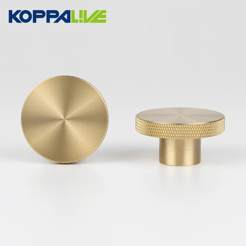 Koppalive Aged Bronze Knurled Textured Small Cabinet Door Knob Brushed Solid Brass Furniture Cupboard Drawer Knobs
