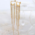 Luxury 18k Gold Stainless Steel Heart Tassel Long Fine Jewelry Earrings Earings Women