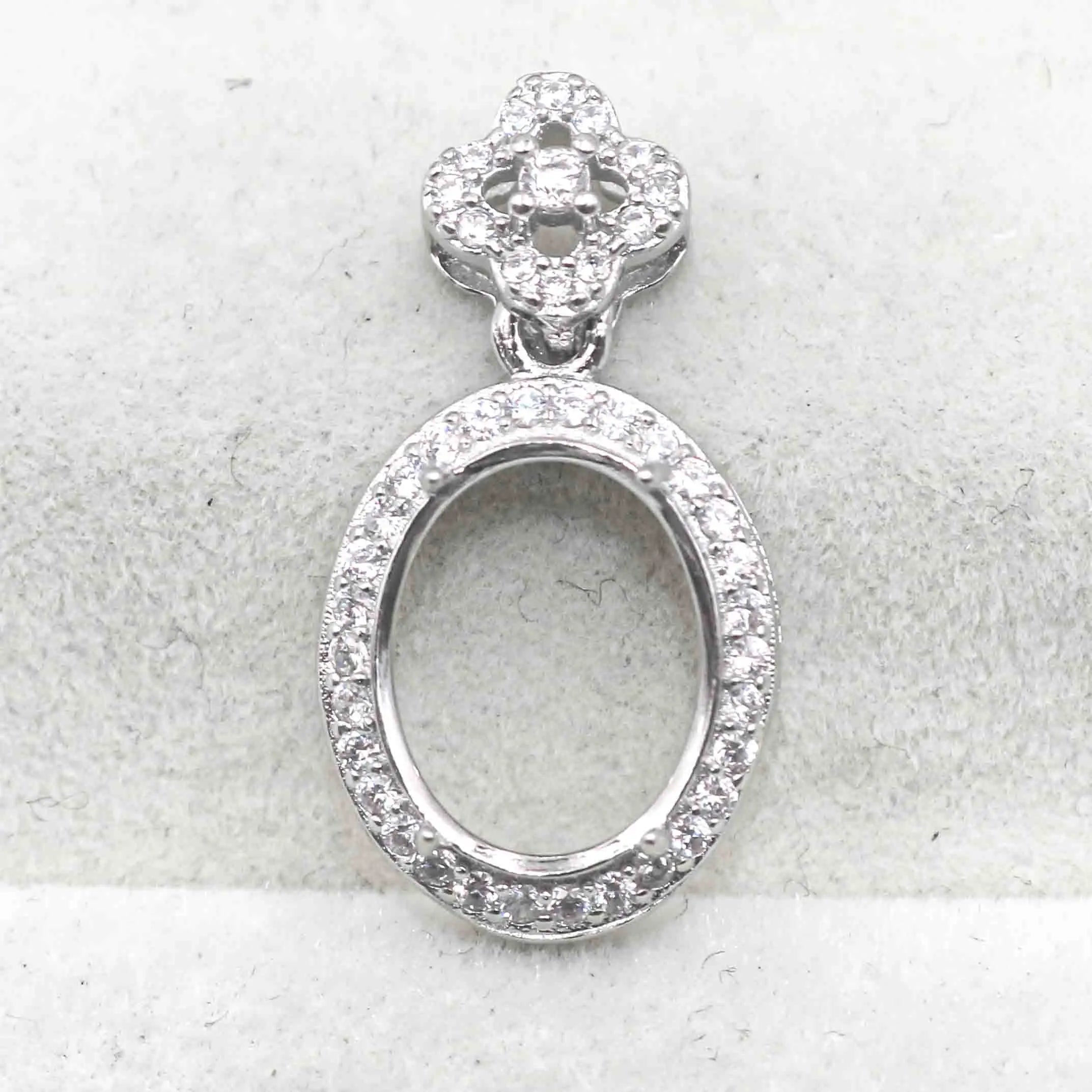 Sterling Silver 8*11/9*11/9*12mm Semi Mount Pendant Empty Frame Blank Claws Setting S925 Base Without Center Stone for DIY Inlay