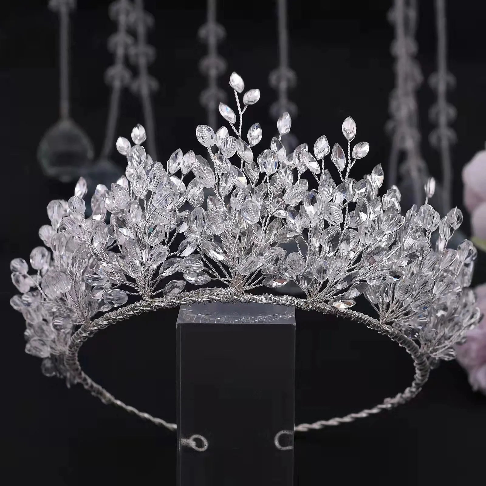 2022 NewFancy Crystal Handmade Bride Bridal Crown Tiaras Headpiece  Jewelry for Women Wedding