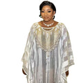 Good Selling Kanga Clothing Two Piece Set for Women Plus Size Chiffon Dress with Rhinestone African Style