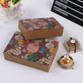 Vintage 50/80g Square Kraft Paper Cookie Box for Nougat Dessert Baking Take Away Food Gift Box With Bags