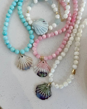 Custom Mother of Pearl Shell Rondelle Beaded Choker with Colorful Ceramic Shell Beads Necklace Summer Beach Jewelry Wholesale