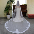 SLBRIDAL One-Layers White Lace Flower Cathedral Bridal Veils With Combs Wedding Veils Wedding Wear Accessories for Bride Mariage