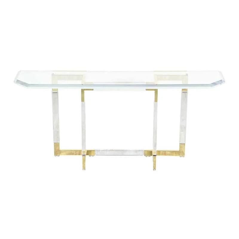 Customizable Modern Corner Console Table Extendable Transparent Acrylic with Mirror for Storage for Living Room Villa Hotel