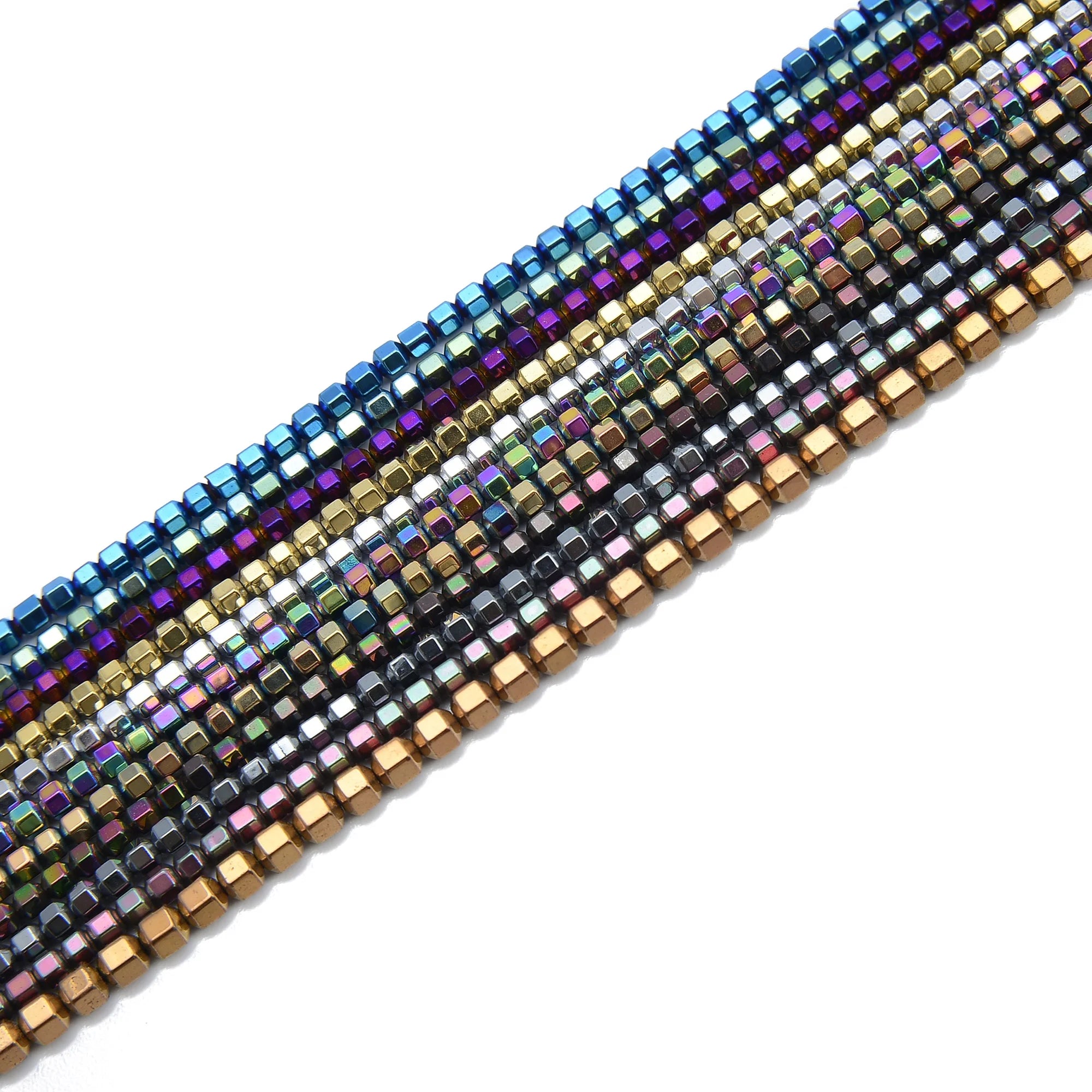 Mix Colors Hematite Beads Loose 2mm 3mm 4mm Blue Gold Gray Purple Rainbow Copper Faceted Tube Beads for Jewelry Making