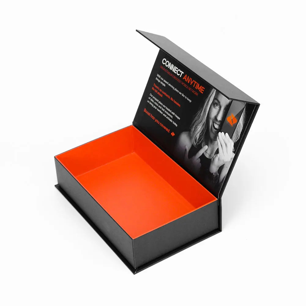 Custom Logo Size Luxury Cardboard Gift Packaging Boxes Black Clamshell-type Box