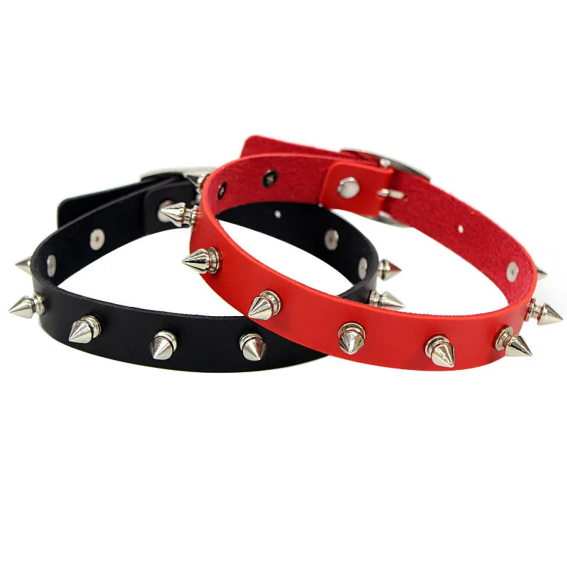 Women's Gothic Punk Metal Choker Necklace New Style PU Leather Collar for Cosplay Fashion Pendant Necklaces for Men and Women