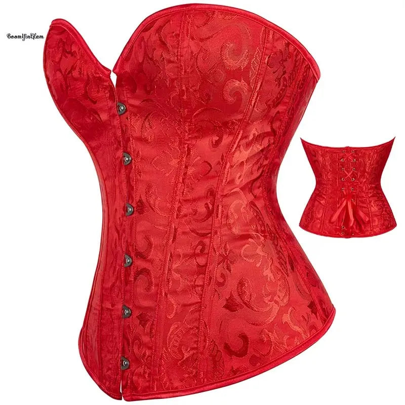 Big Size Plus Size Vintage Brocade Jacquard Boned Mature Women Bustiers Corsets Shaper Shapewear XXS-6XL