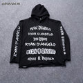 Hip Hop Hoodie Heavyweight Oversized Sweatshirt Custom 3D Silk Screen Print Puff Print Raw Hem Contrast Stitch Hoodie