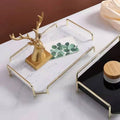Home Decor Sundries Metal Racks Dressing Table Jewelry Cosmetic Storage Tray Marble Rectangular Storage Tray