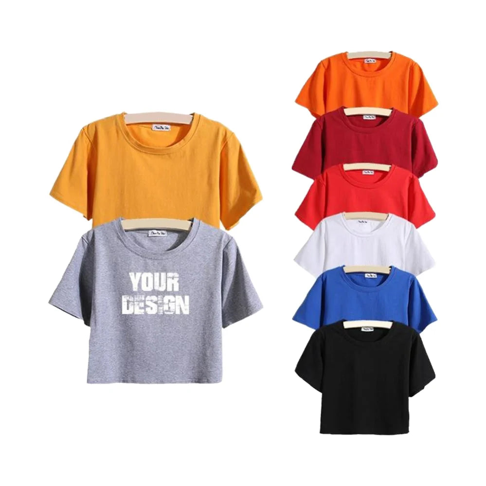 Hot Sale Loose Fit Ladies Crop Top Custom Logo Women Cropped T Shirts Soft Cotton Crop Tshirt for Girls
