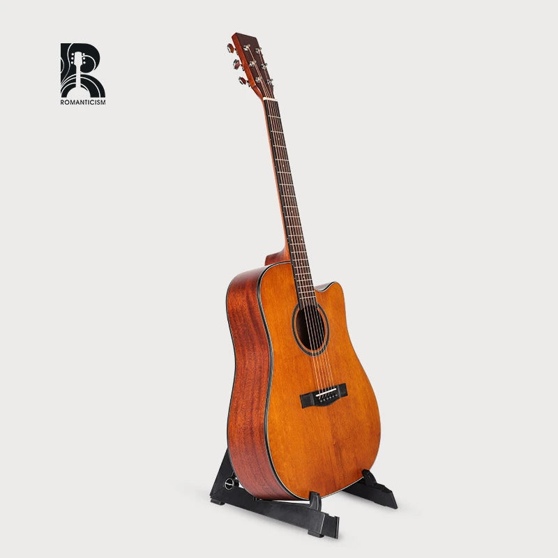 ZY-STD01 41-Inch Acoustic Guitar Handmade Gloss Finish Cutway Dreadnought D-Hole Professional Rainbow Rosewood Solid Rosewood