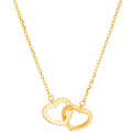Fashion Jewelry 925 Sterling Silver Double Heart Zircon Necklace Two love Hearts Gold Plated Necklaces for Women