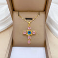 Luxury 18K Gold Plated Stainless Steel Link Chain Necklace Sparkling Cubic Zirconia CZ Cross Evil Eyes Pendant Necklace