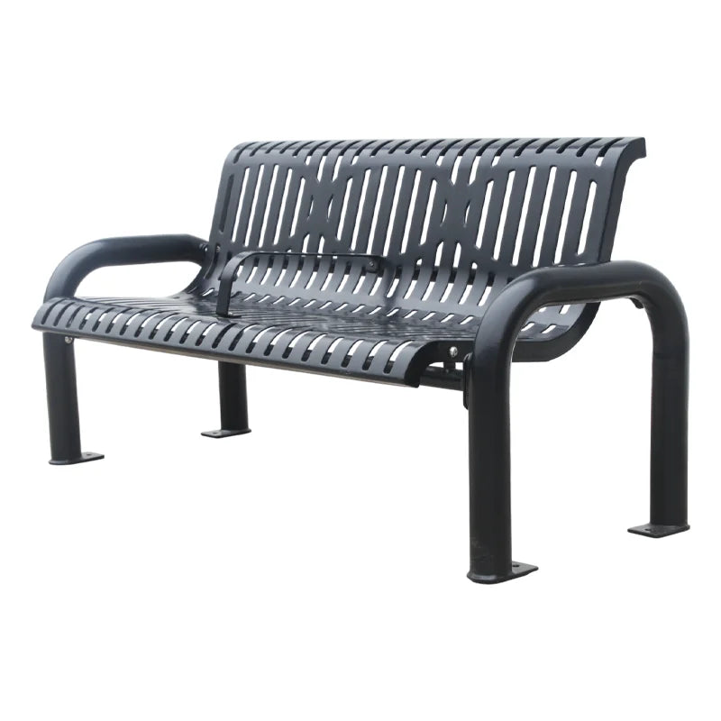 Outdoor Steel Modern 2 Persons 3 Persons Bench Public Park Street Leisure Bench Chair Outside Garden Metal Long Bench Seats
