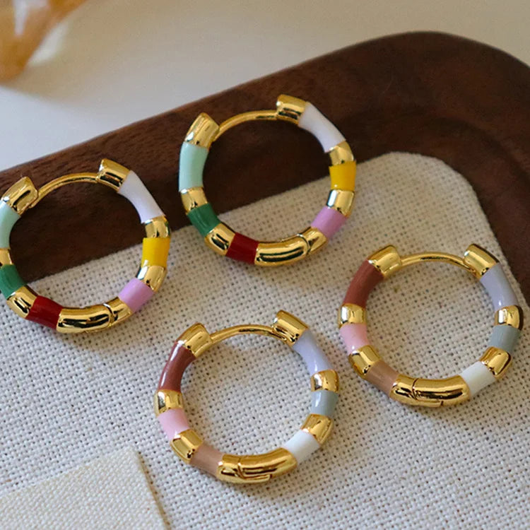 Luxurious Style Women's 1.8*0.3cm Copper Earring Colorful Decorate for Gatherings Classic Style