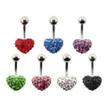 Medical Stainless Steel Barbell Color Crystal Belly Navel Piercing Jewelry Shambhala Diamond Ball Heart Shape Navel Ring