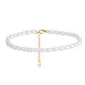 RINNTIN SA38 Silver Gold Natural Freshwater Pearls Chain Anklet Beach Adjustable Chain Anklet Foot Jewelry