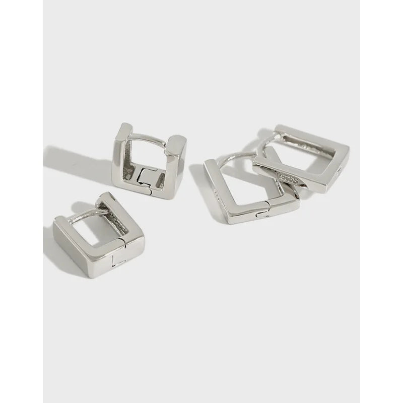 925 Sterling Silver Simple Square Hoop Earrings Minimalist Trendy  Earrings Women Fine Jewelry Earrings Wholesale