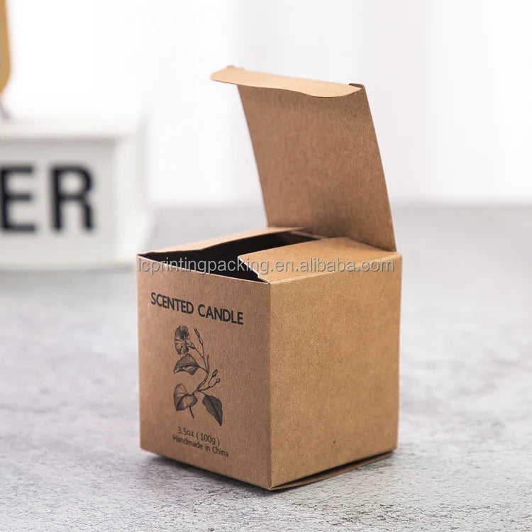 Custom Logo Printed Recycled Kraft Paper Cube for Candle Soaps Loose Powder Eye Cream Facial Cleanser Durable Folders Packaging