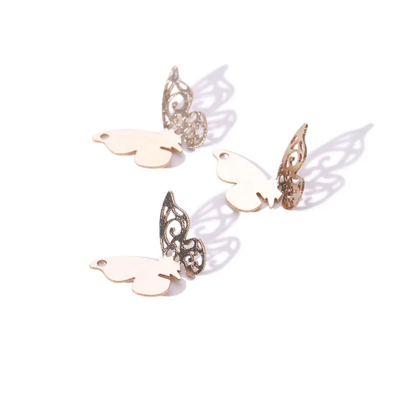 Vintage 14K Gold Filled Hollow Butterfly Charms for Bracelet Jewelry Making