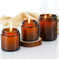 100ml 200ml Home Decoration Empty Round Candle Jar Amber Glass Candle Container With Lid