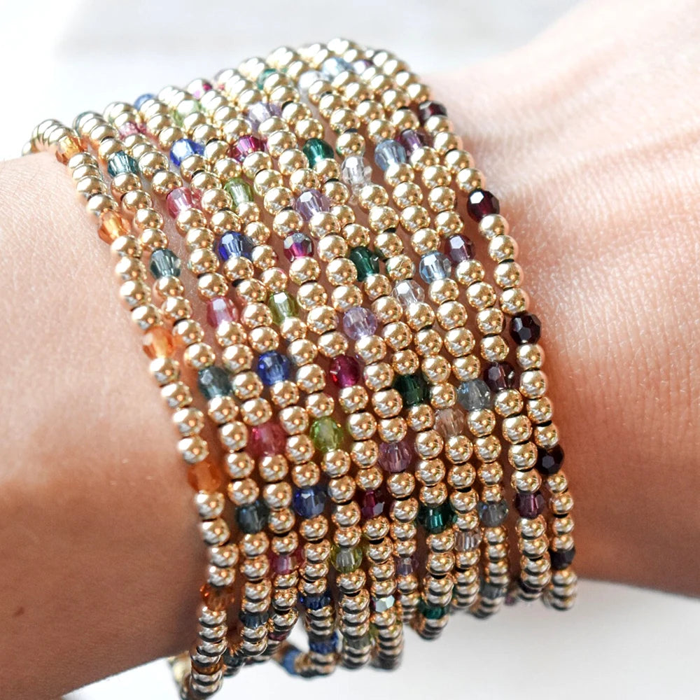 Go2boho Wholesale Bileklik Women Fashion Handmade Jewelry Multicolor Crystal 18K Gold Plated Beaded Bracelets Friendship Gifts