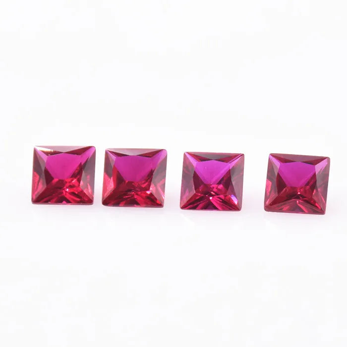 Wholesale 5A square Princess Cut Ruby Red Ruby 5# Dark Blood Ruby8# Synthetic Ruby Stone