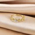 RINNTIN APR41 Delicate Jewelry 14K Gold Plated 925 Sterling Silver Dainty Zircon Flower Stacking Opening Ring for Women