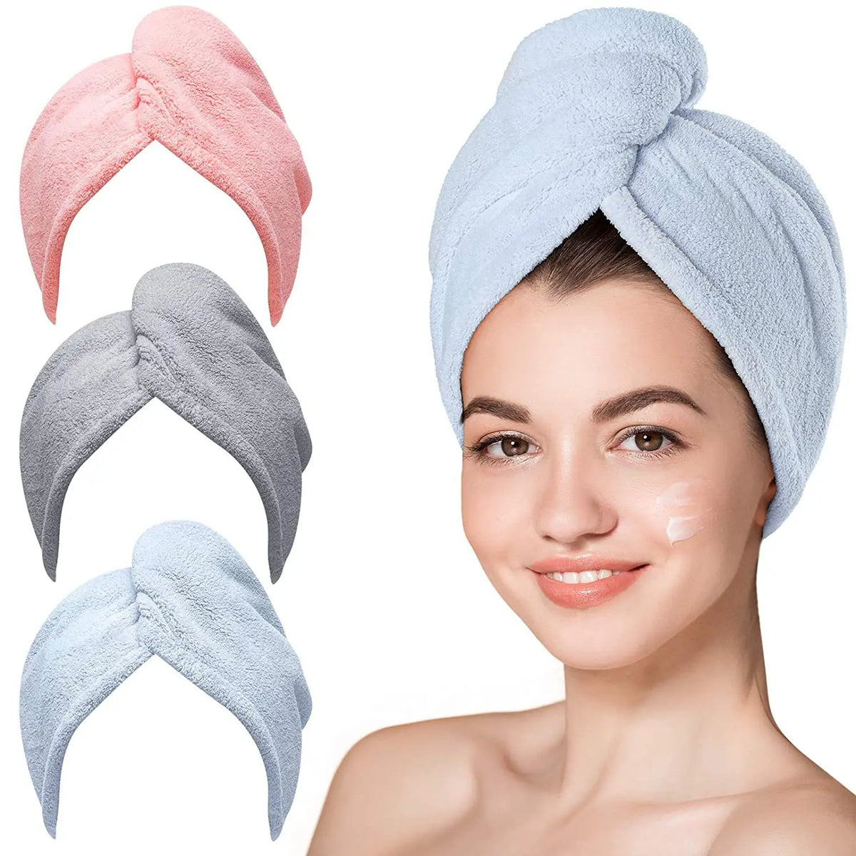 Wholesale Custom Logo Quick-drying Hair Towel Wrap Absorbent Hair Turban for Drying Hair for Women Men