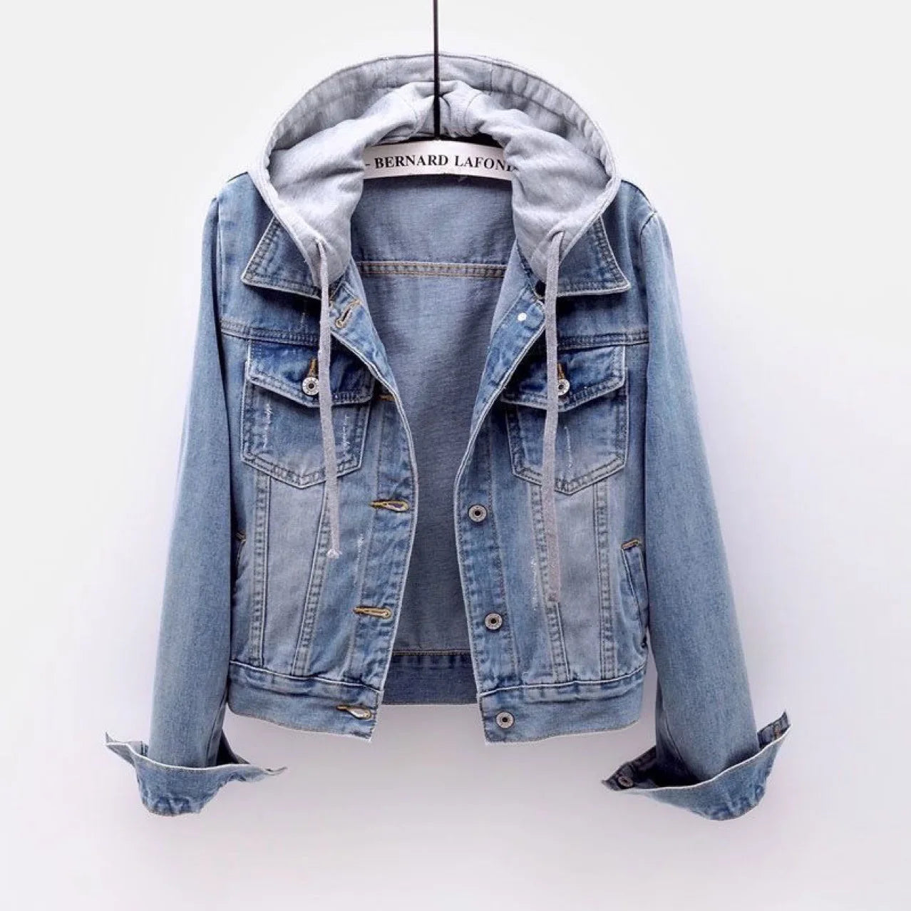 Women'S Denim Cropped Jacket for Autumn and Winter Korean Version of the Long-Sleeved Slim Hooded and Versatile Jacket
