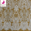HY2348 Super Gorgeous French Heavy White Embroidery Wedding Beaded Glass Pearls Lace With Sequins Bridal Dress Fabric