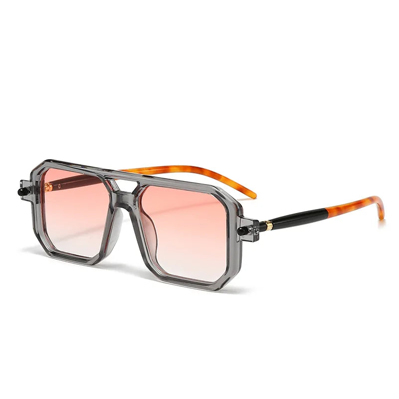 European American Retro Style Large Frame Sunglasses Trendy Cross-Border New Square Design Double Beam UV400 Optics PC Material