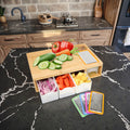 Youlike Acrylic Drawers Container Large Bamboo Cutting Chopping Board 4 Trays Grater Vegetable Slicer Kitchen