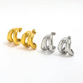 New Trendy 18K Gold Plated Three-Layer Camber Line Hoop Earring Stainless Steel for Engagement Wholesale Available