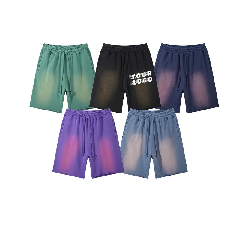 Advantaged Fabric Mens Shorts Two Deep Side Hem Pockets Gradient Color Drawstring Causal Style Summer Basic Men Shorts